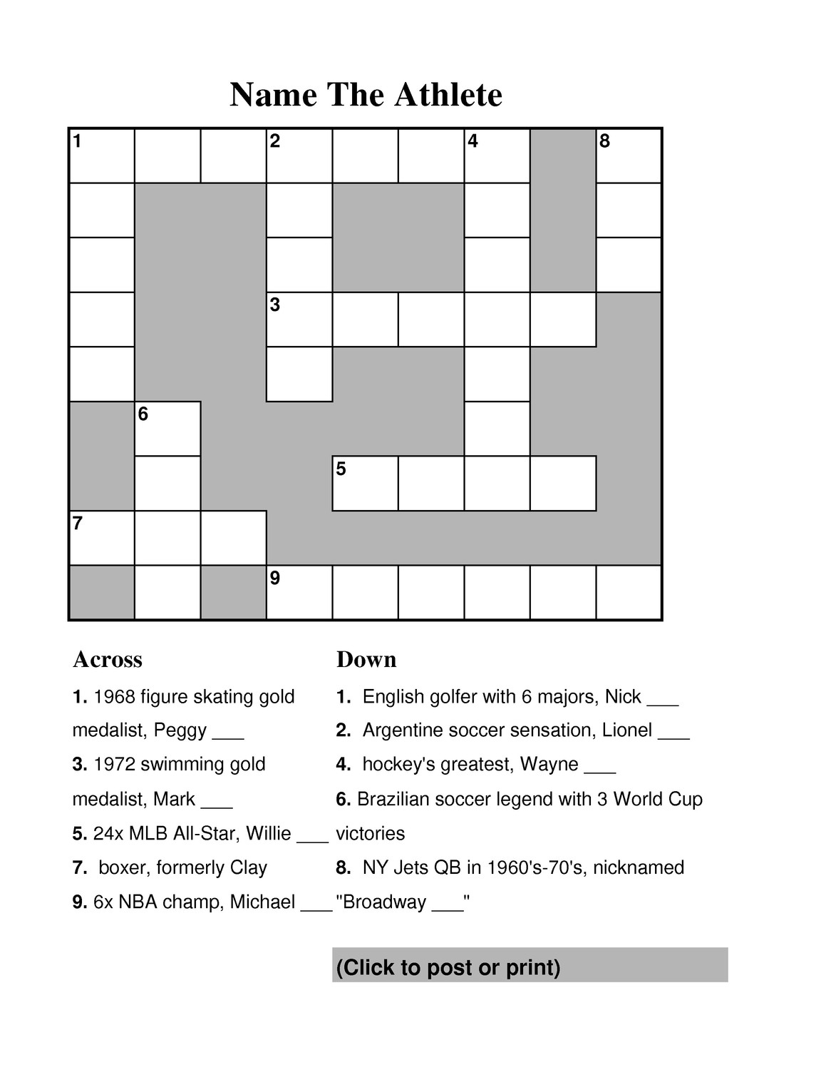 Name The Athlete Sports History Weekly